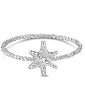 CZ Silver Star Dainty Ring | LOVE BY THE MOON
