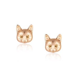 Cynthia x Love by the Moon - CZ Gold Cat & Love Earrings