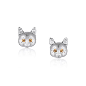 Cynthia x Love by the Moon - CZ Silver Cat & Love Earrings