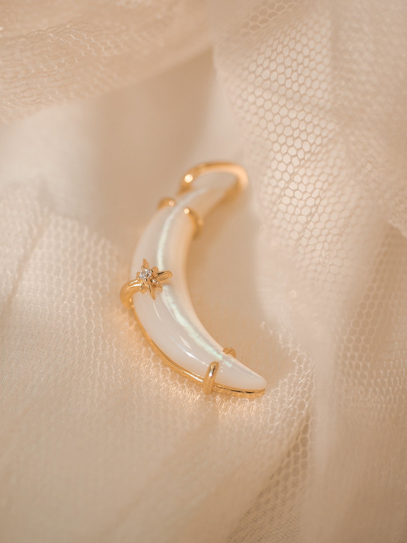 Mother of Pearl Gold Crescent Pendant - Dream | LOVE BY THE MOON