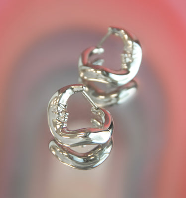 Silver Chunky Hoop Earrings - Embrace | LOVE BY THE MOON