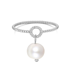 Freshwater Pearl Silver Dainty Ring | LOVE BY THE MOON