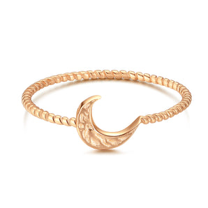 Gold Crescent Moon Dainty Ring | LOVE BY THE MOON