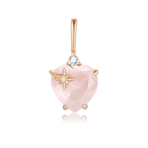 Rose Quartz Gold Heart Pendant | LOVE BY THE MOON