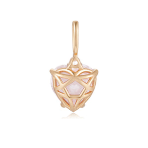 Rose Quartz Gold Heart Pendant | LOVE BY THE MOON