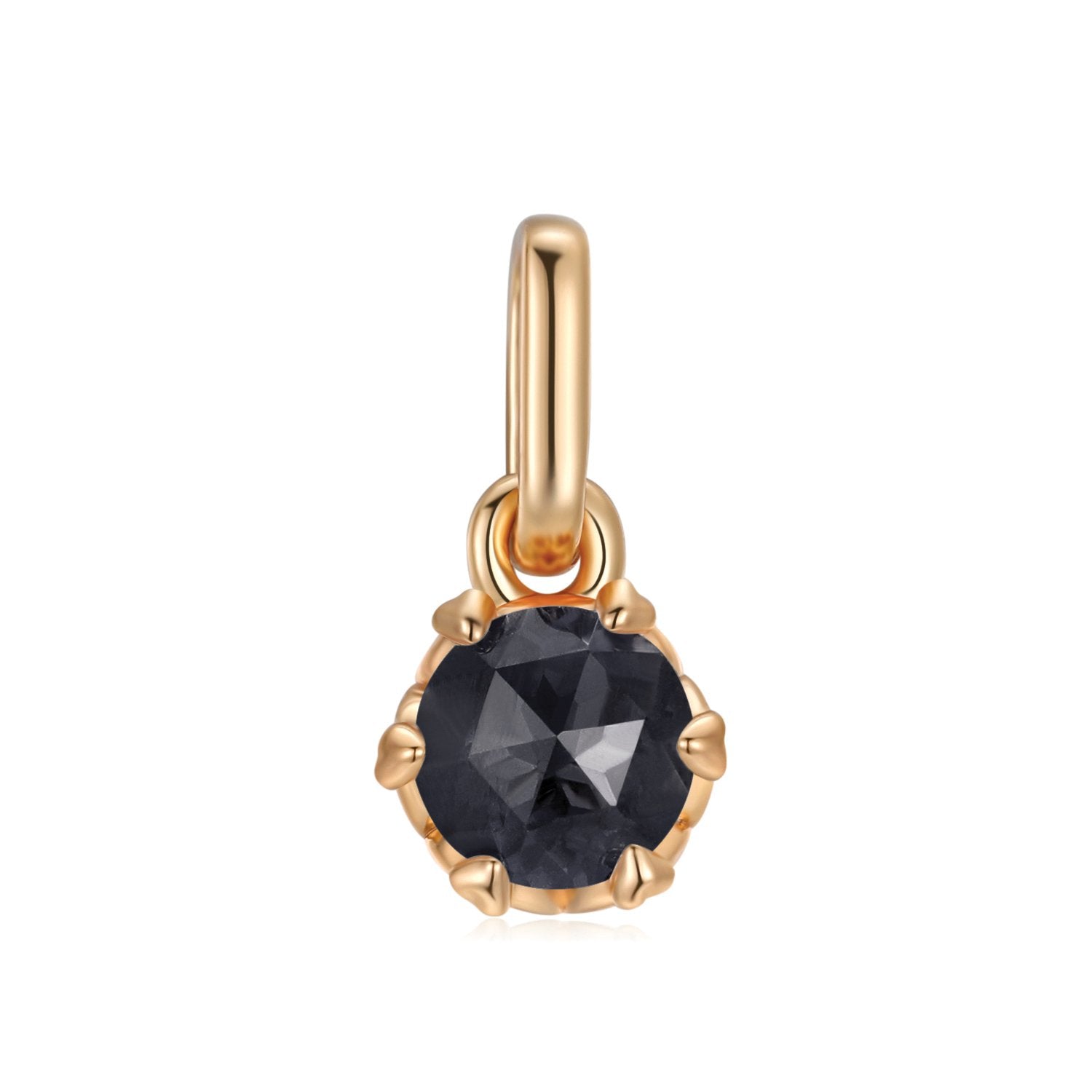 Gold Heart Prong-Set Black Spinel Pendant - LOVE BY THE MOON