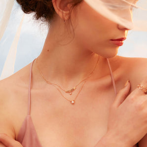 CZ Gold Layered Necklace - AMOUR