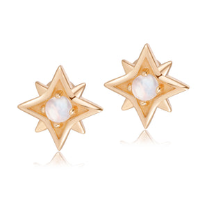 Moonstone Gold Star Stud Earrings - Astra | LOVE BY THE MOON