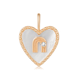 Mother of Pearl Gold 2 Sided Heart Pendant - Joy | LOVE BY THE MOON