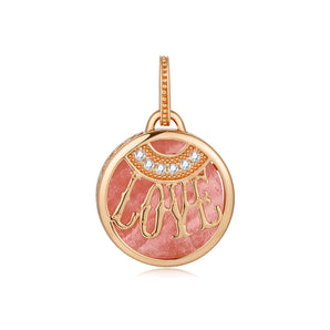 Rhodochrosite Gold Disc Pendant - Soulmate | LOVE BY THE MOON