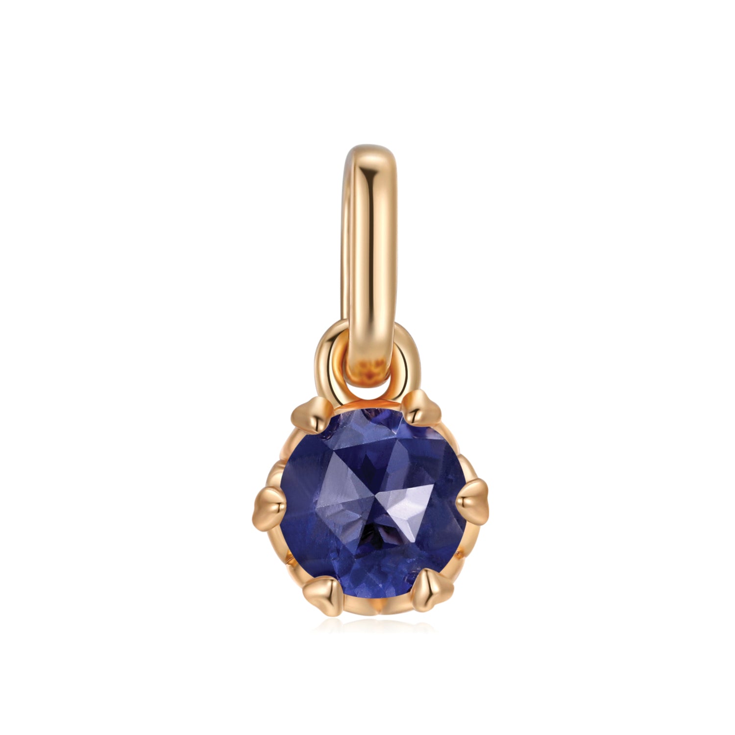 Birthstone Gold Heart Prong-Set Pendants-Iolite pendant