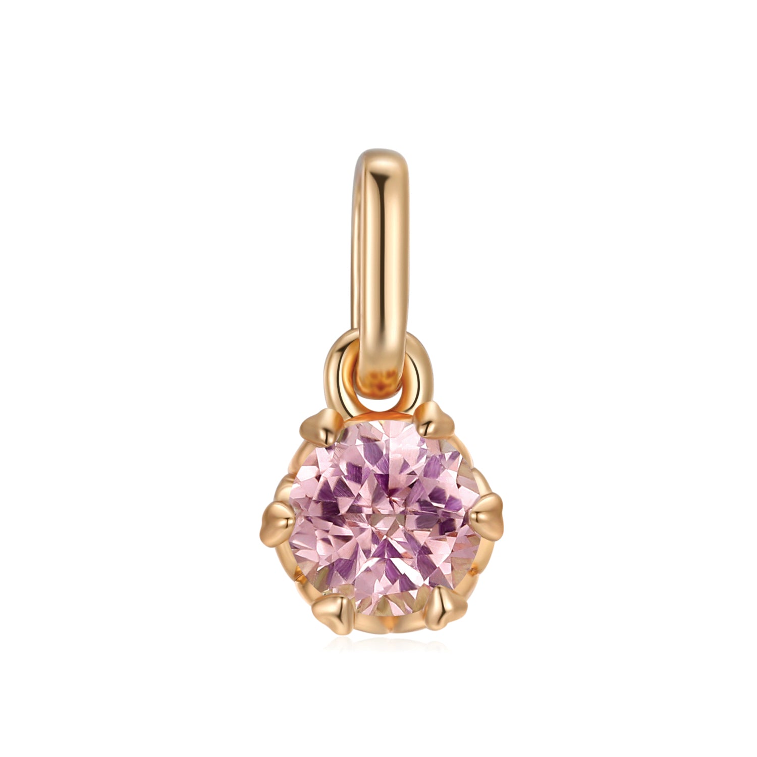Birthstone Gold Heart Prong-Set Pendants-pink topaz pendant