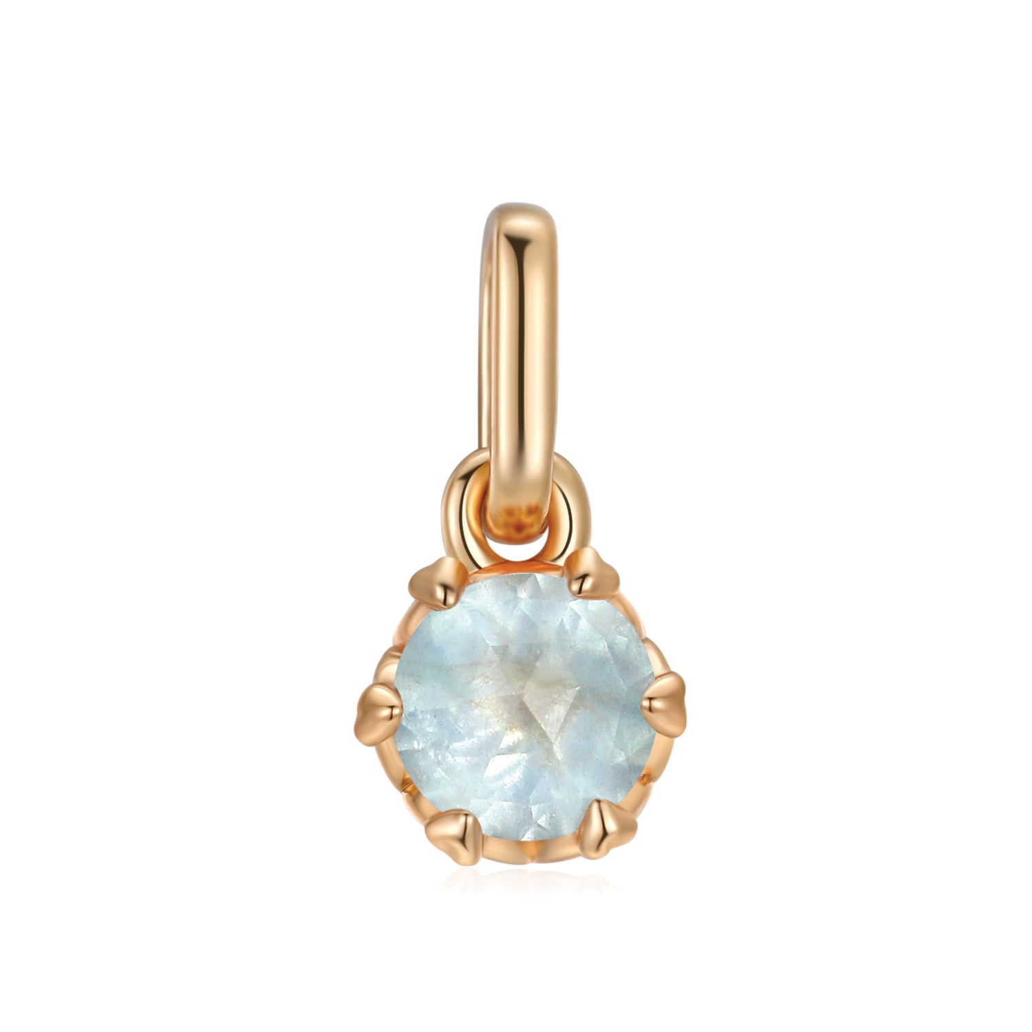 Birthstone Gold Heart Prong-Set Pendants-aquamarine pendant