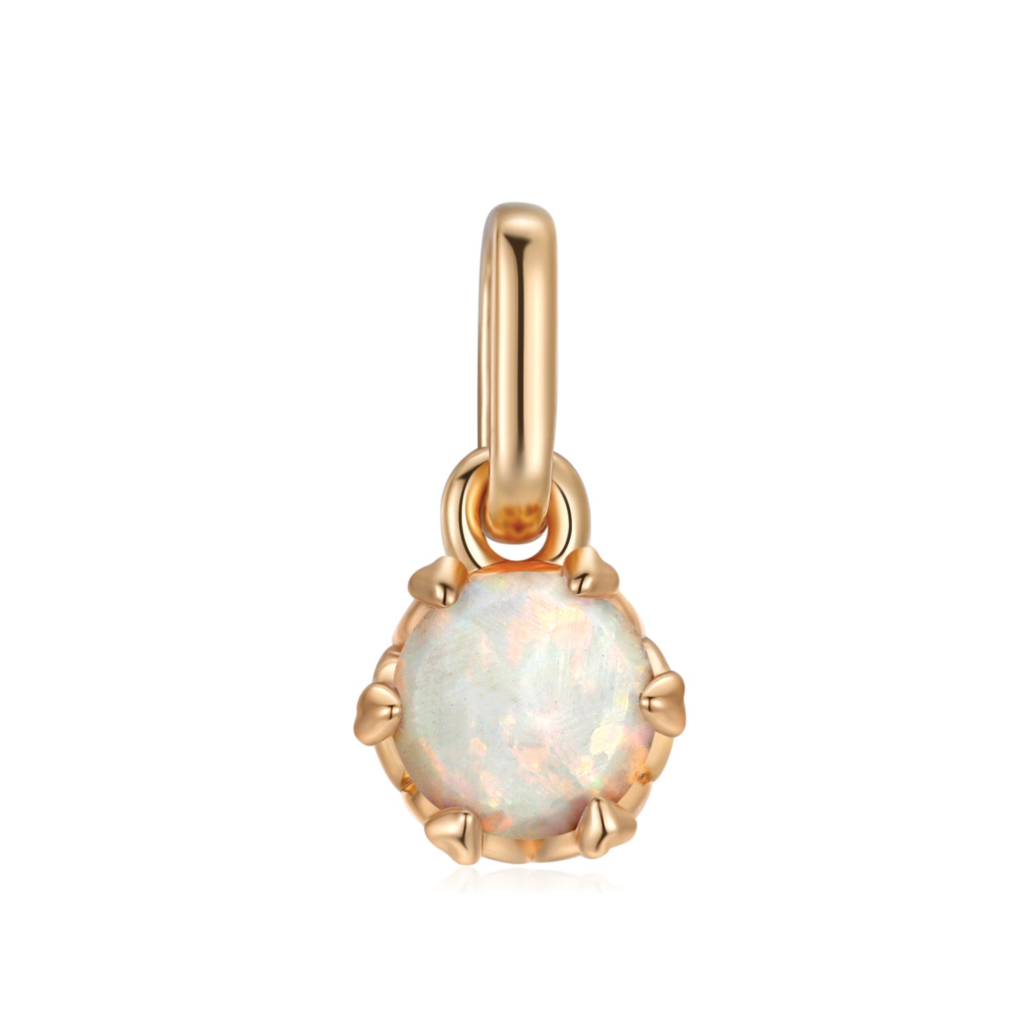 Birthstone Gold Heart Prong-Set Pendants-Opal pendant