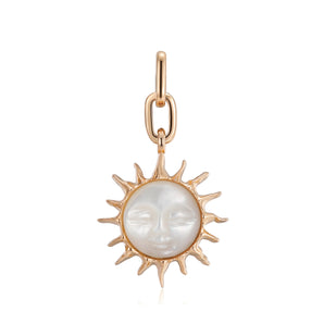 Leo Zodiac Mother of Pearl Gold Sun face Pendant