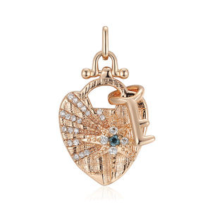 Capricorn Zodiac Topaz Gold Heart Padlock Pendant