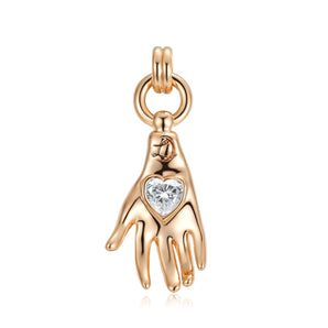 Virgo Zodiac Amethyst Gold Hamsa Hand Pendant 