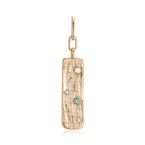 Gemini Zodiac Gold Starlit Topaz, Opal Pendant