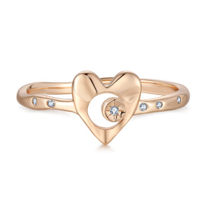 CZ Gold Vermeil Heart Ring - Inner Space | LOVE BY THE MOON