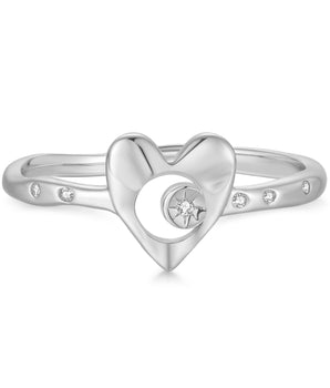 CZ Silver Heart Ring - Inner Space | LOVE BY THE MOON