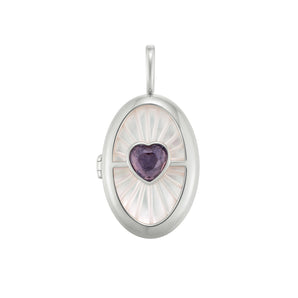 Iolite & Mother of Pearl Silver Locket Pendant - Love Magic