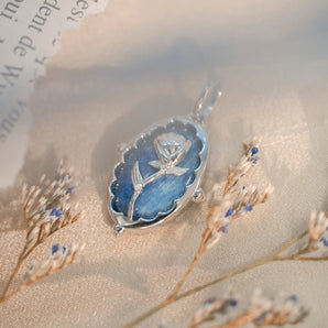 Kyanite Silver Pendant - The Rose | LOVE BY THE MOON