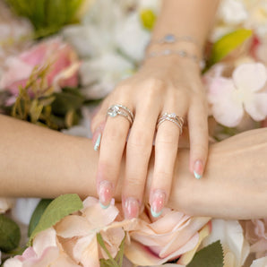 Moonstone & Pink CZ Silver Triple Band Ring - Gravity | LOVE BY THE MOON