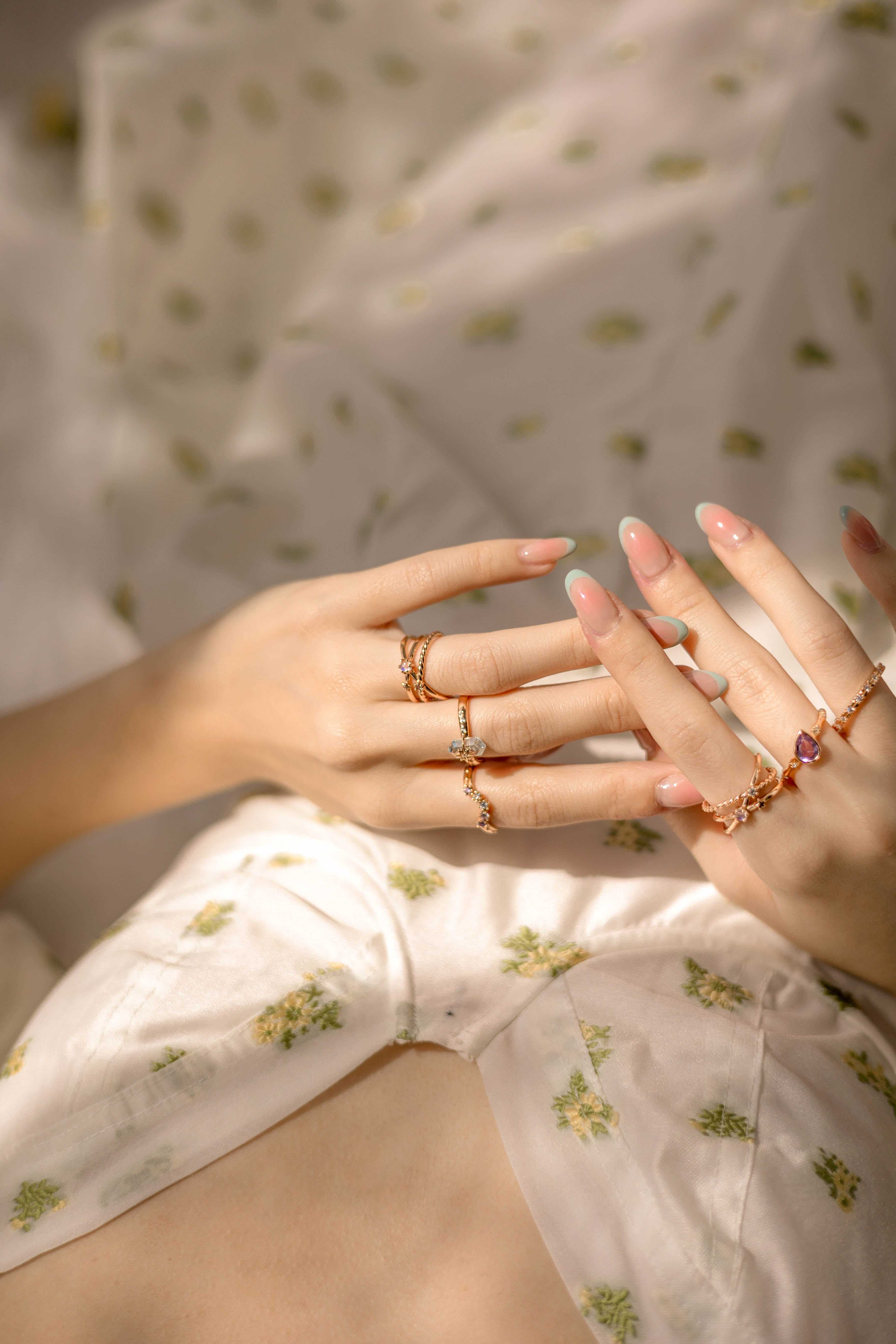Moonstone Pink Gold Triple Band Ring Gravity LOVE BY THE MOON Love by the Moon