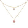 Pink Druzy Gold Layered Necklace - Love Note