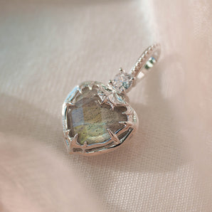Labradorite Silver Heart Pendant - Vision | LOVE BY THE MOON