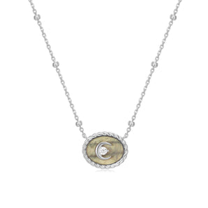 Labradorite Silver Crescent Moon Necklace - Keepsake | LOVE BY THE MOON
