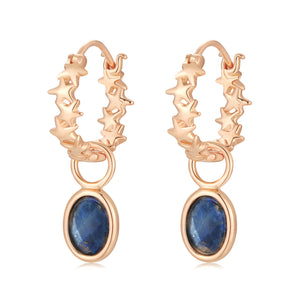 Lapis Gold Huggie Hoop Earrings - Dancing Star | LOVE BY THE MOON