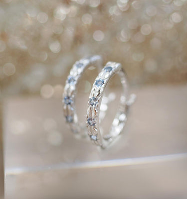 Baby Blue CZ Silver Huggie Earrings - Celestial |  LOVE BY THE MOON