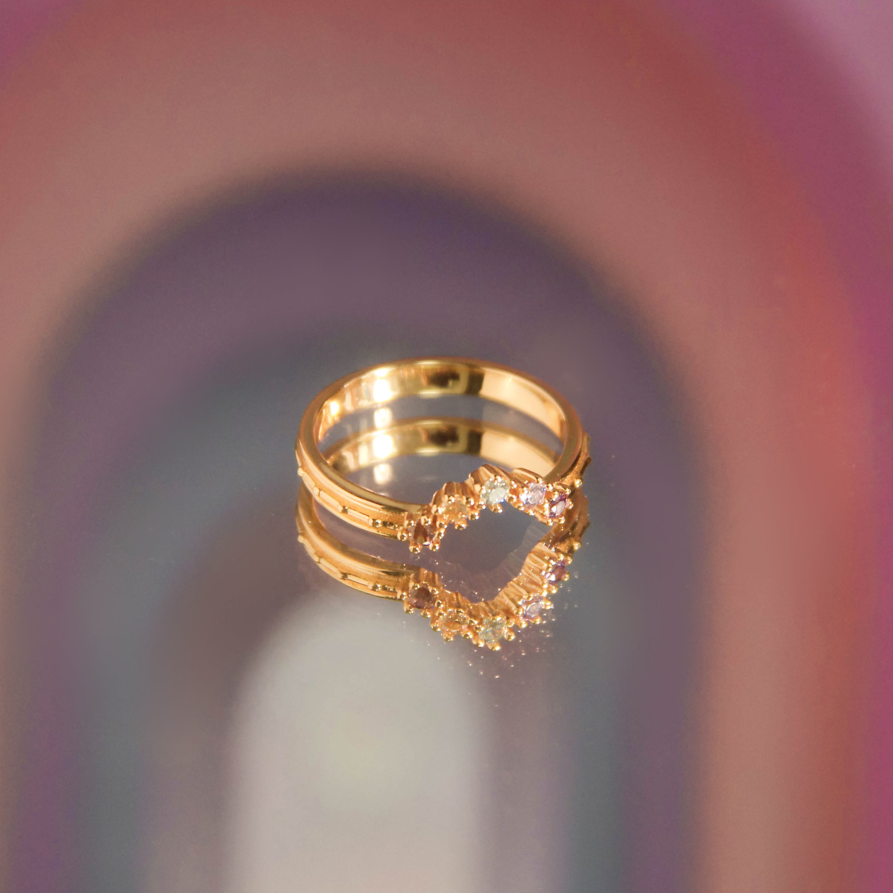 CZ Gold Rainbow Ring - Pride | LOVE BY THE MOON
