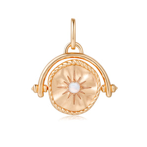 Moonstone Gold Spinning Disc Pendant - Inner Glow | LOVE BY THE MOON