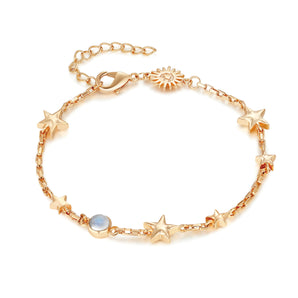 Moonstone Gold Star Bracelet- Lonely Planet | LOVE BY THE MOON