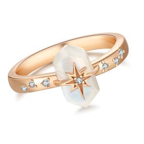 Moonstone Gold Star Ring - Magic Stone | LOVE BY THE MOON