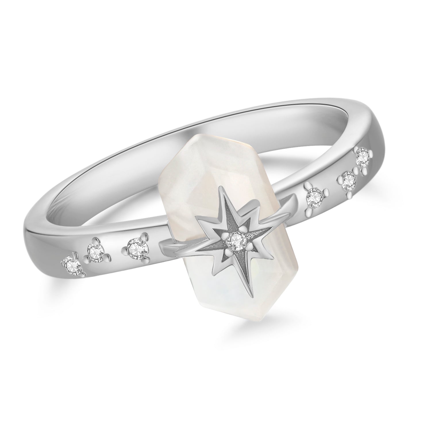 Moonstone Silver Star Ring - Magic Stone | LOVE BY THE MOON