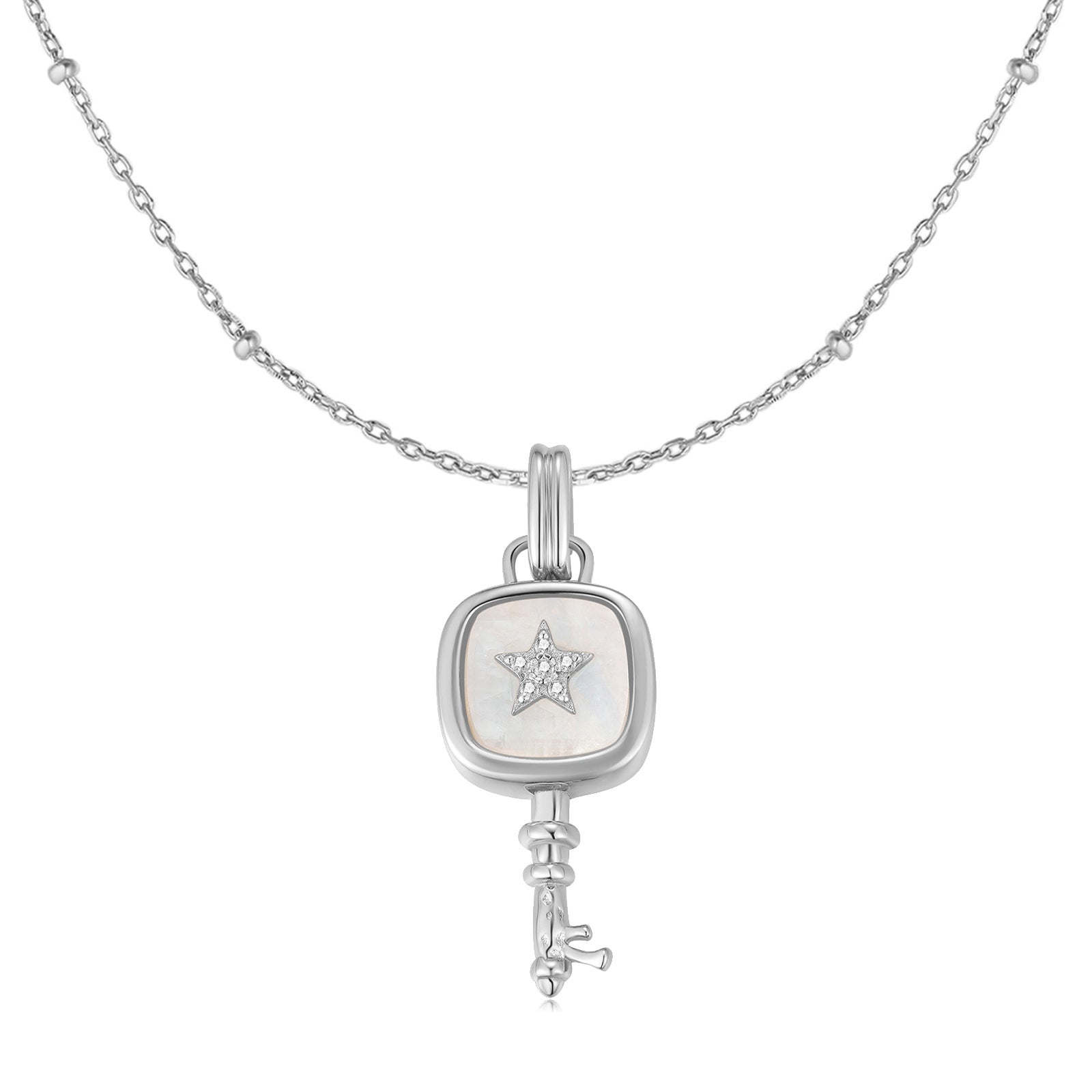 Moonstone Silver Key Necklace - Wanderer | LOVE BY THE MOON