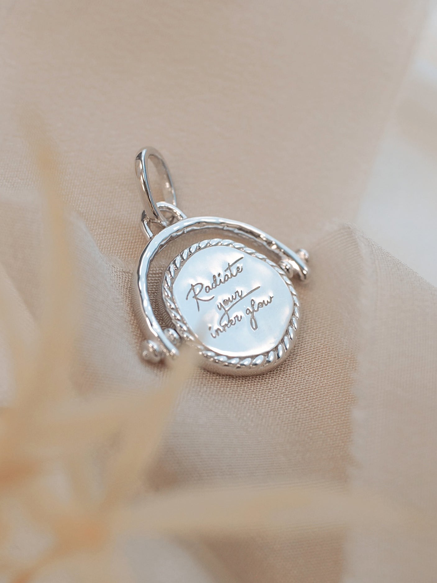 Moonstone Silver Spinning Disc Pendant - Inner Glow | LOVE BY THE MOON