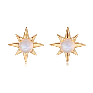 Moonstone Gold Star Stud Earrings | LOVE BY THE MOON