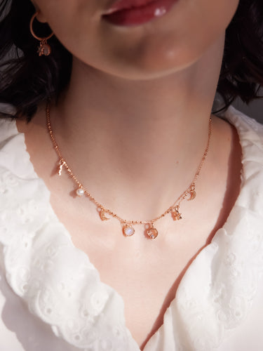 Moonstone & Freshwater Pearl Gold Dainty Choker - Moonlight | LOVE BY THE MOON