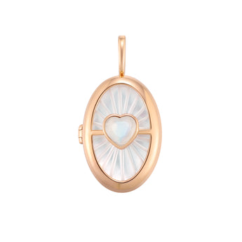 Moonstone & Mother of Pearl Gold Locket Pendant - Love Magic