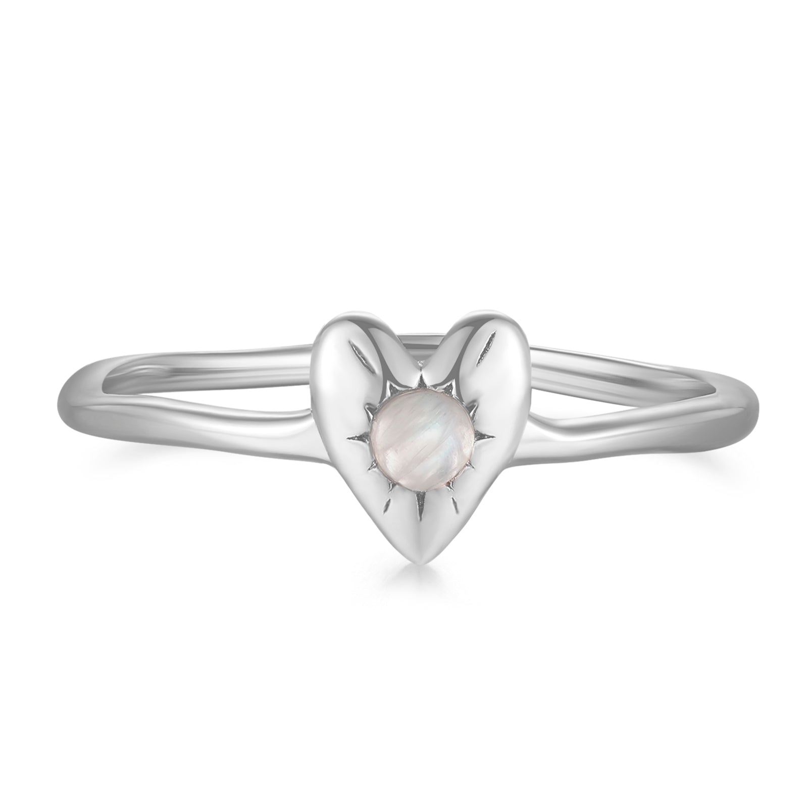 Moonstone Silver Heart Ring - Self Love | LOVE BY THE MOON