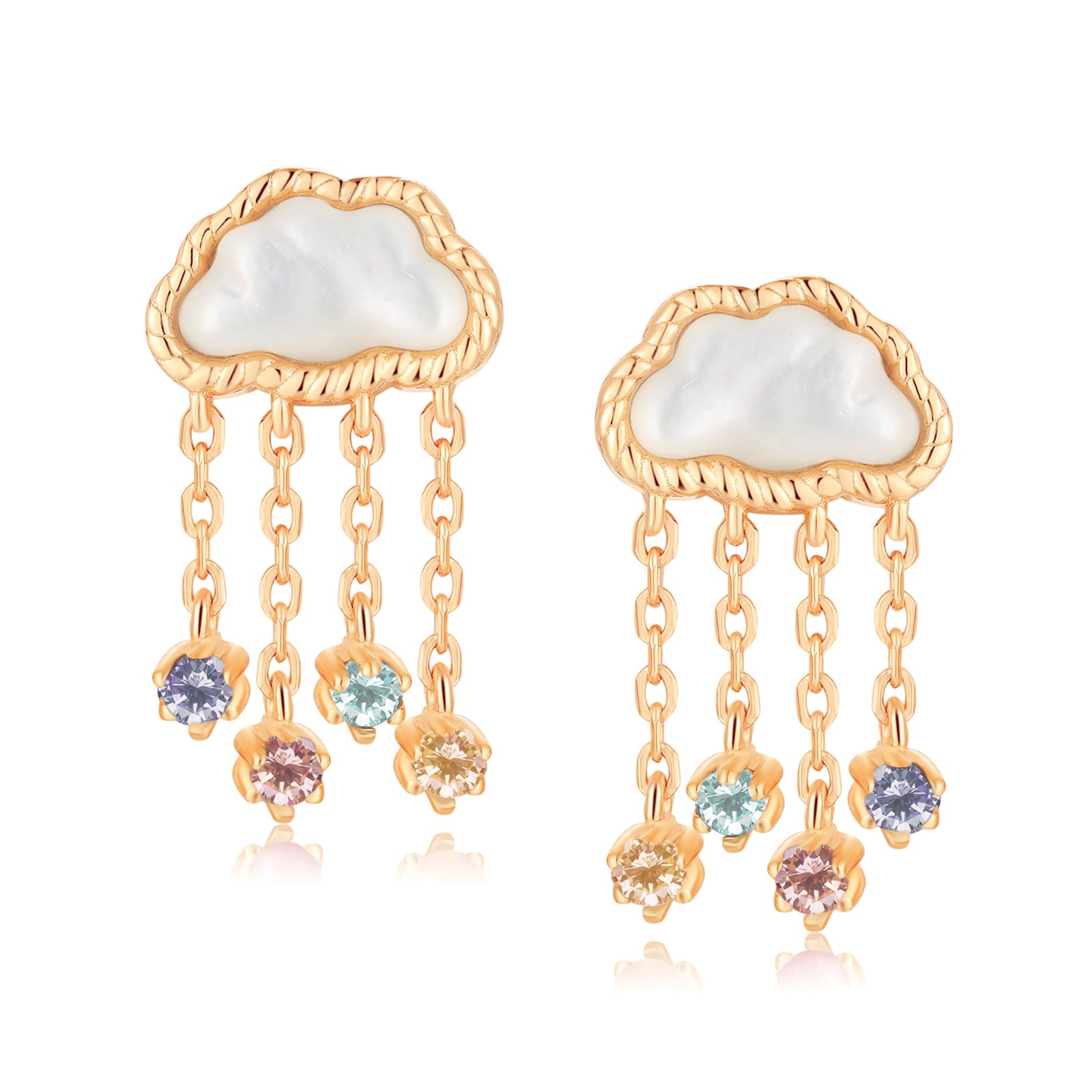 Mother of Pearl Gold Cloud Stud Earrings - Rainfall | LOVE BY THE MOON