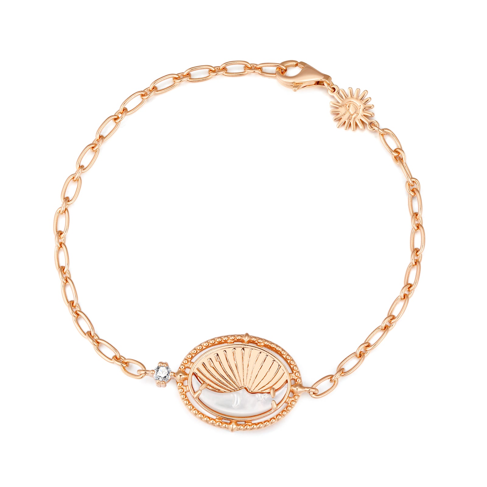 Mother of Pearl Gold Double-Sided Sun & Moon Bracelet - Moon Child | LOVE BY THE MOON