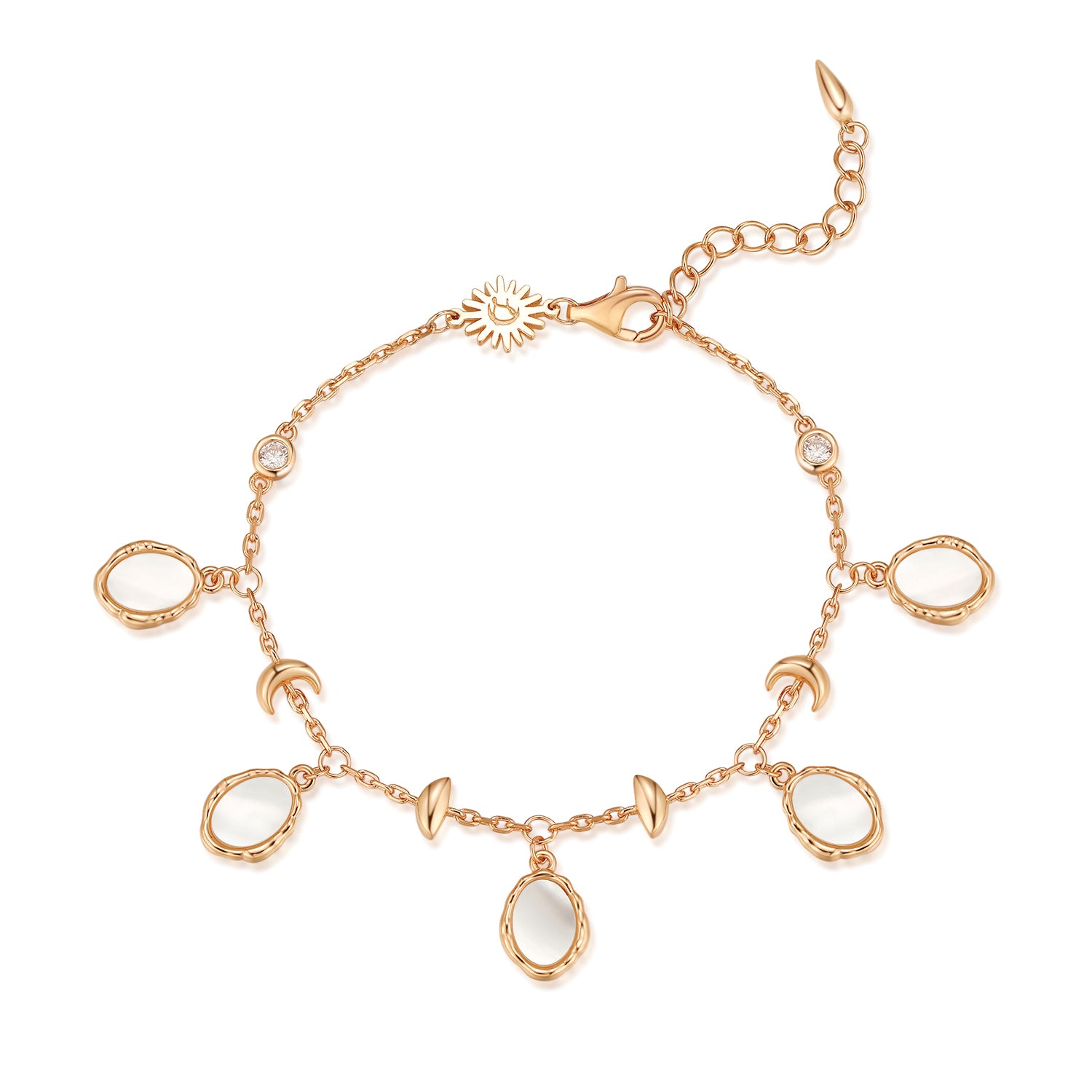 Mother of Pearl Gold Bracelet - Moon Circle | LOVE BY THE MOON