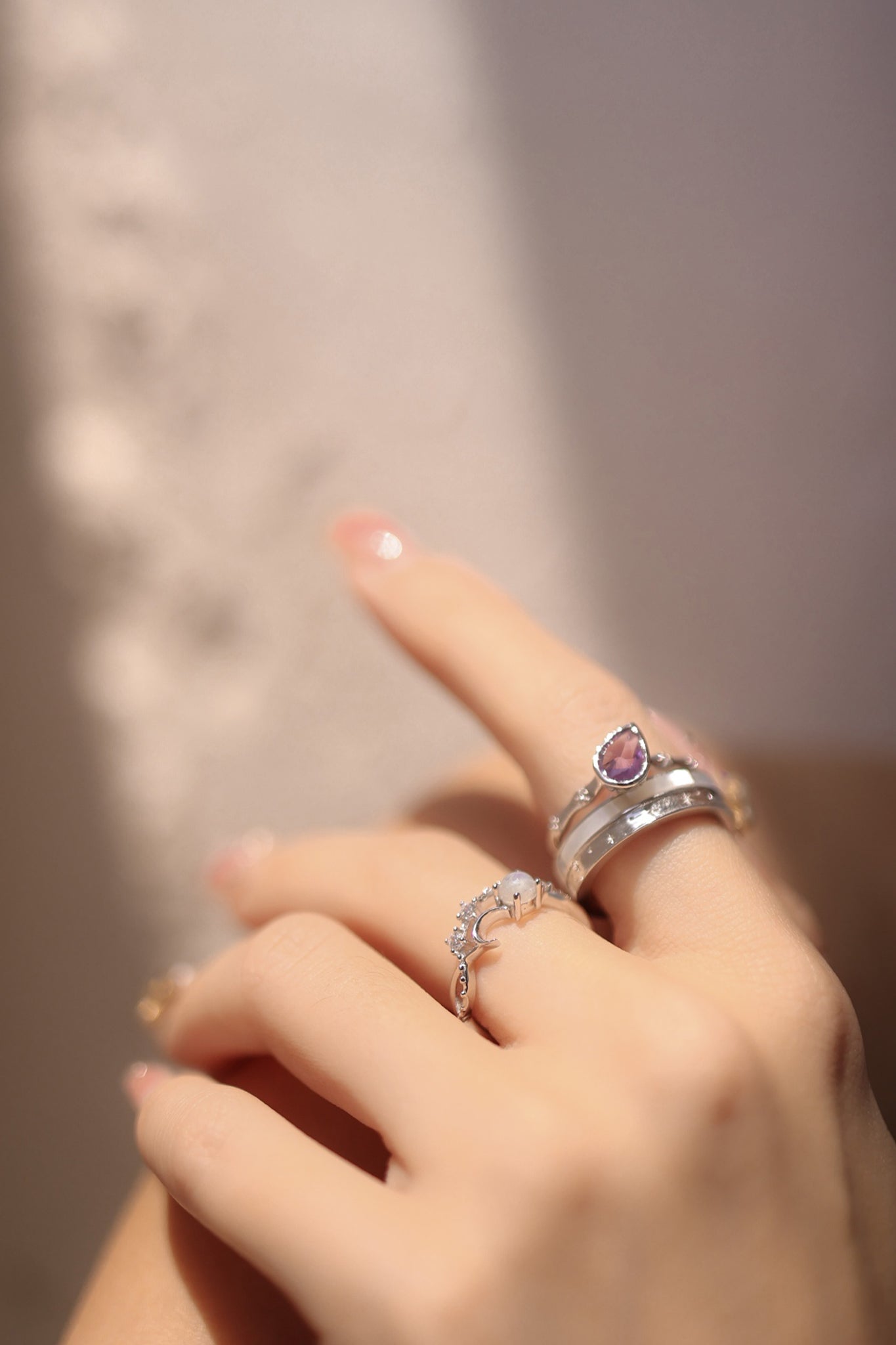 Moonstone Silver Cross Over Ring - Luna | LOVE BY THE MOON