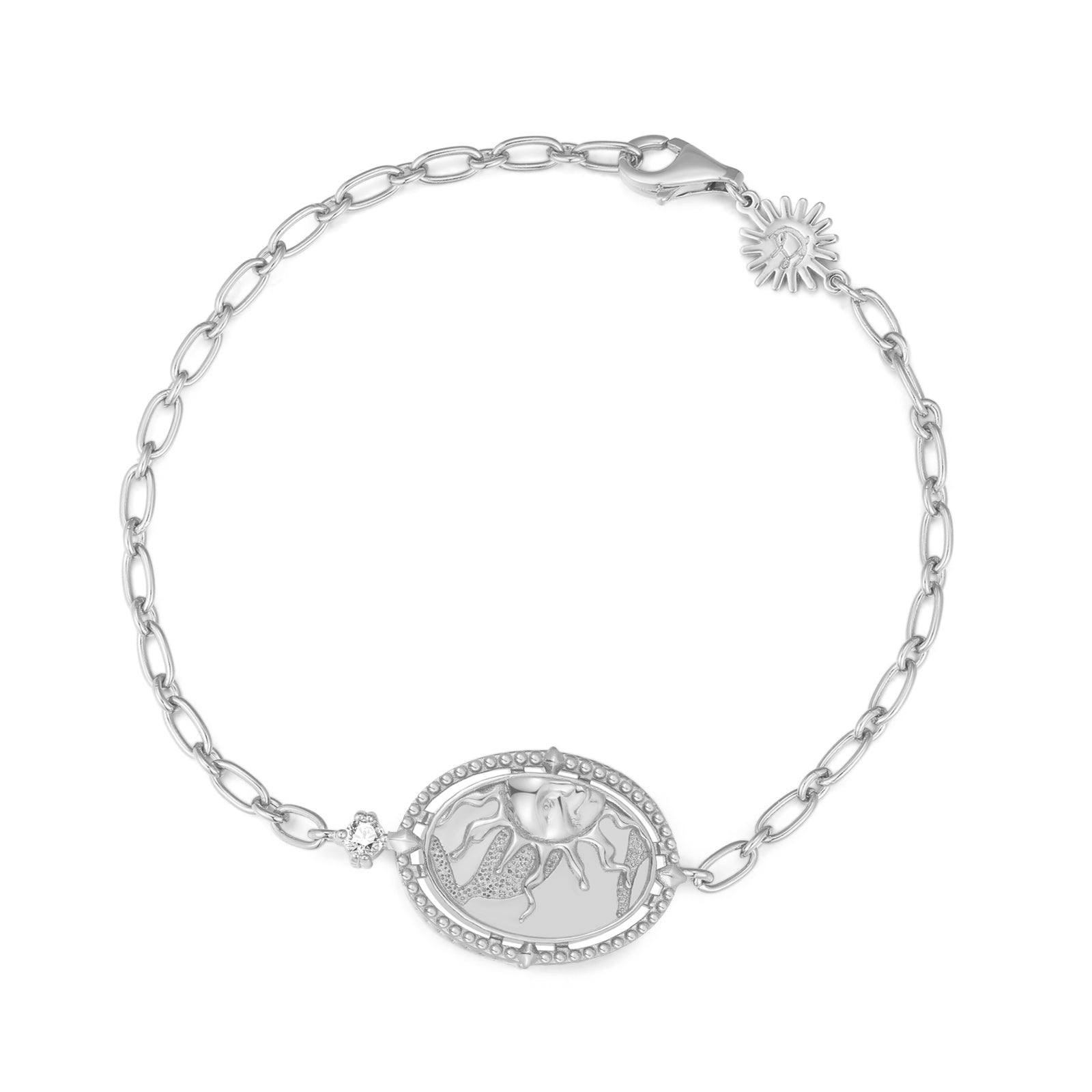 Mother of Pearl Silver Double-Sided Sun & Moon Bracelet - Moon Child | LOVE BY THE MOON