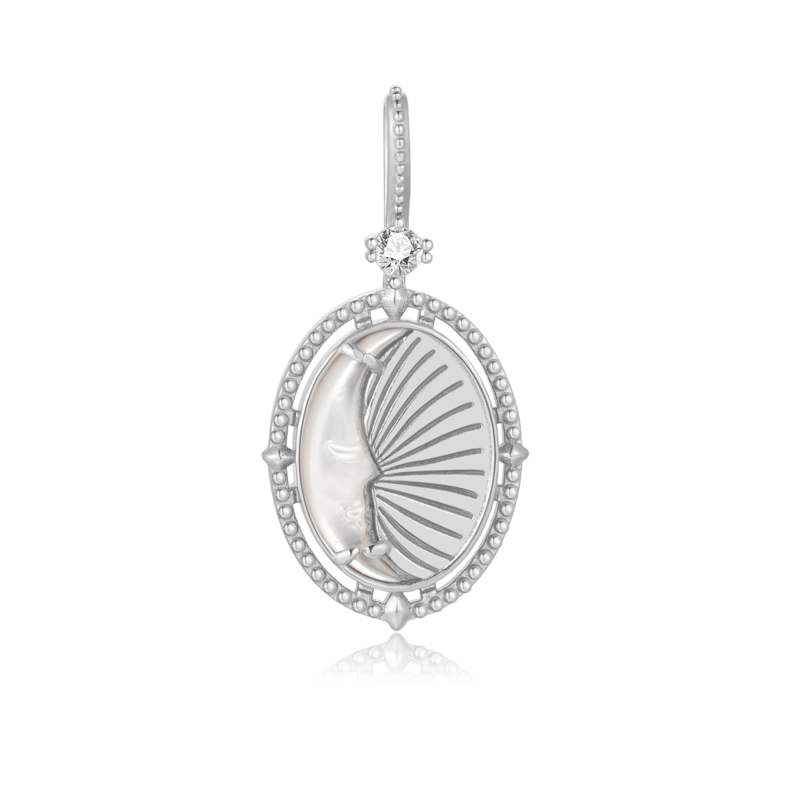 Mother of Pearl Silver Double-Sided Sun & Moon Pendant - Moon Child | LOVE BY THE MOON